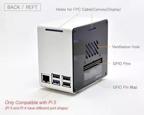 Raspberry Pi 5 Aluminum Mini Tower Case with Cooling Fan