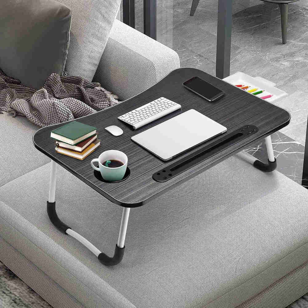 Portable Laptop Bed Desk with USB Charging, Black
