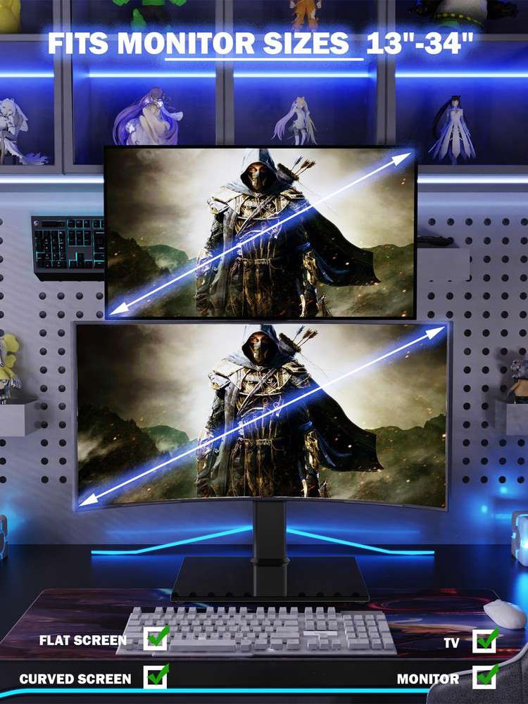 Vertical Dual Monitor Stand - Free-Standing Screen Riser