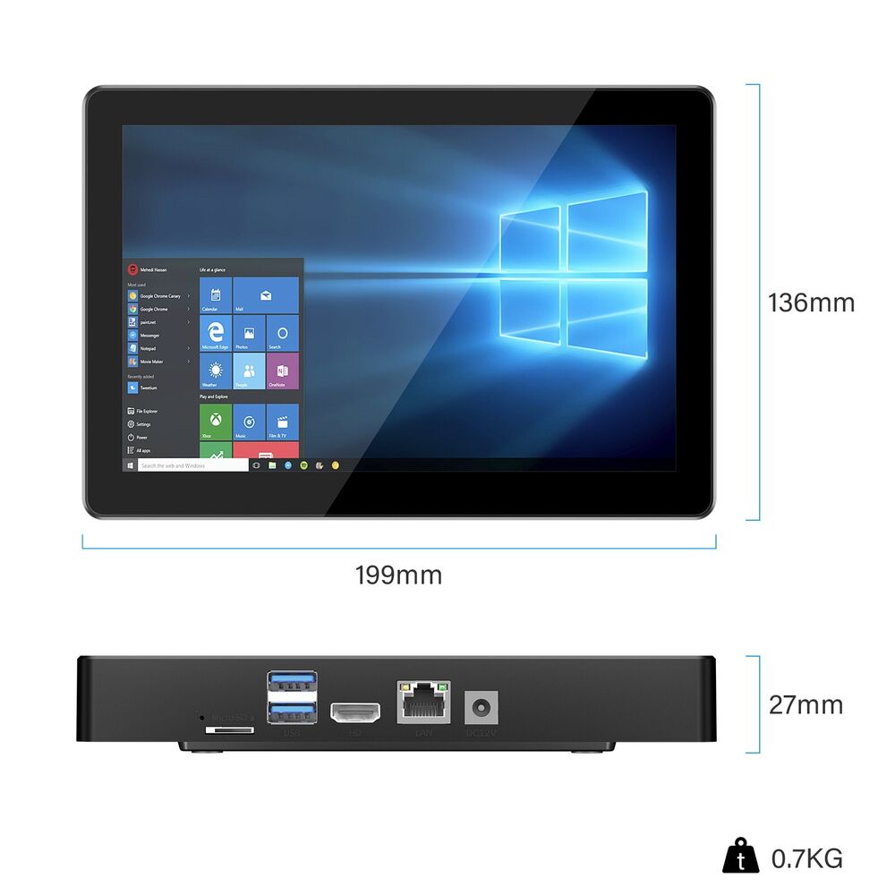 8" Touch Tablet with Intel N3350, 4GB RAM, 64GB eMMC, Windows 10
