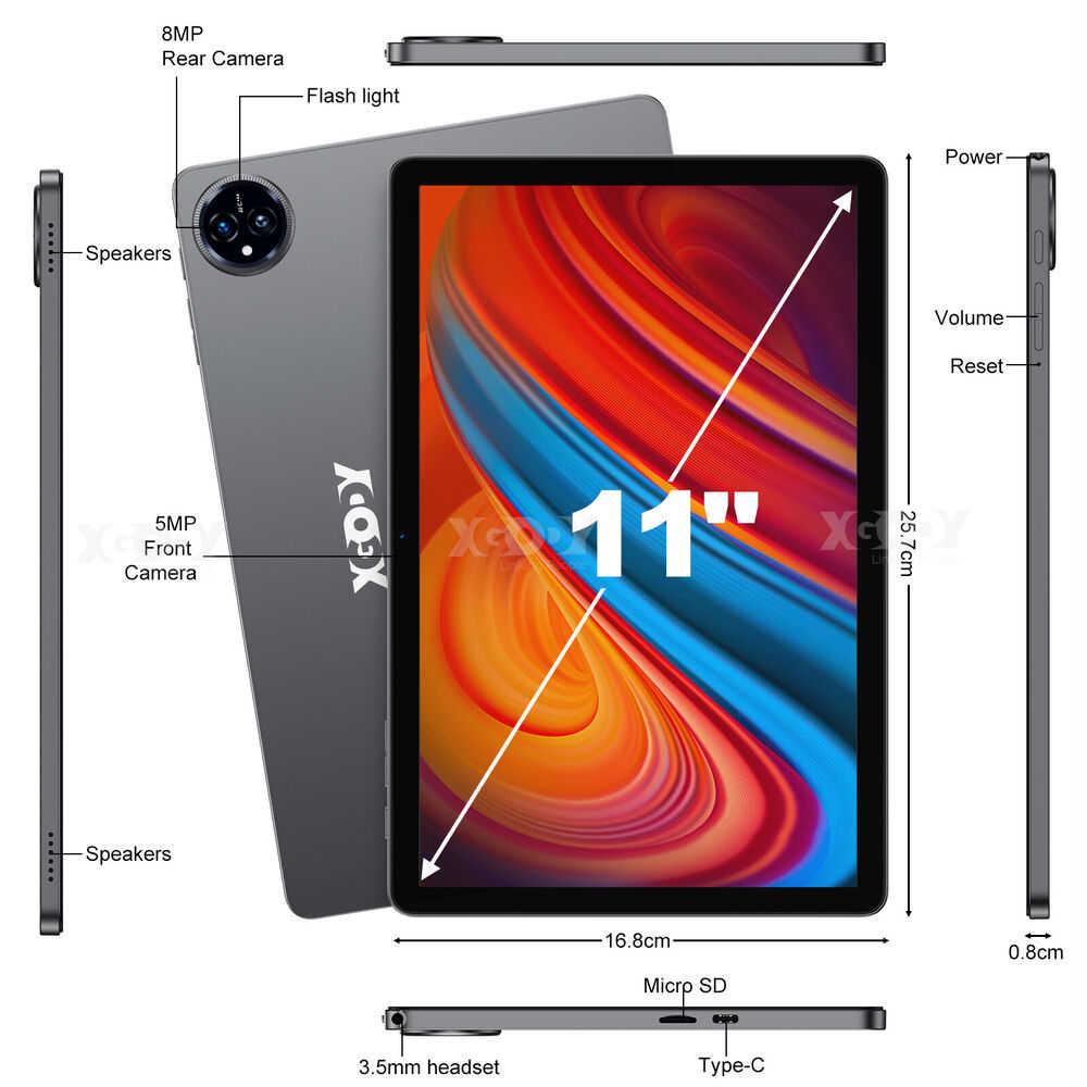 2025 Newest Android 14 Tablet PC with 16GB RAM + 256GB Storage, Dual Camera, IPS Display, 5G, WiFi 6, OTG