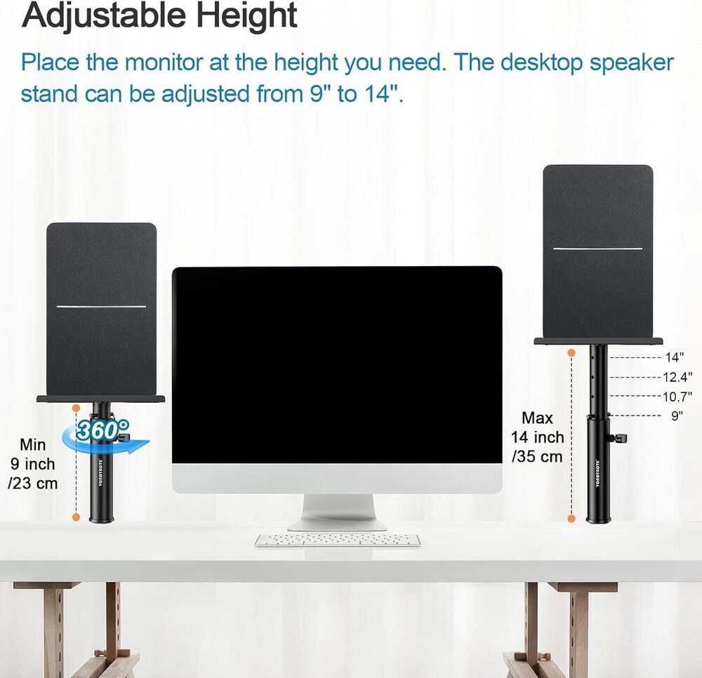 Premium Desk Clamp Studio Monitor Stands with Isolation Pads