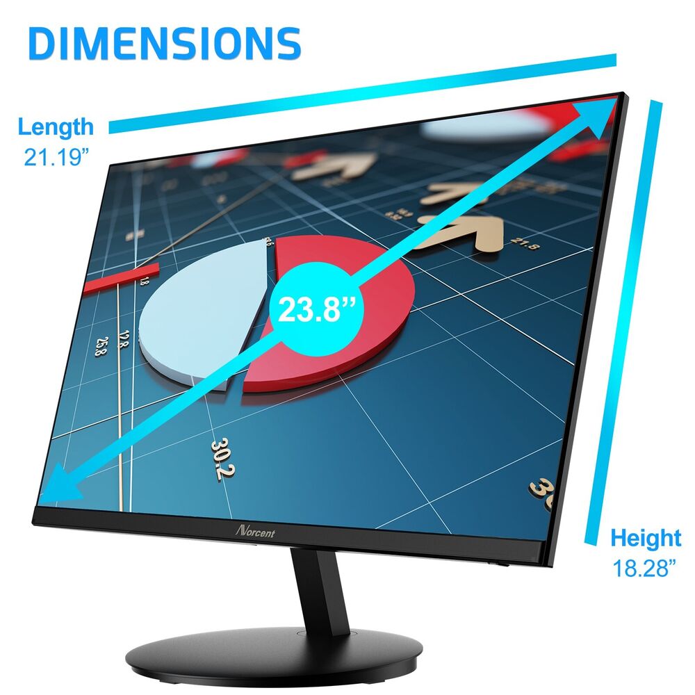 Norcent 24 Inch Full HD 1080P IPS Monitor with HDMI and VGA Connectivity
