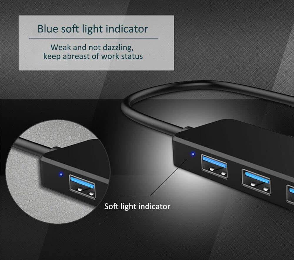 4-Port USB 3.0 Hub with Splitter and Expander for Multiple Devices