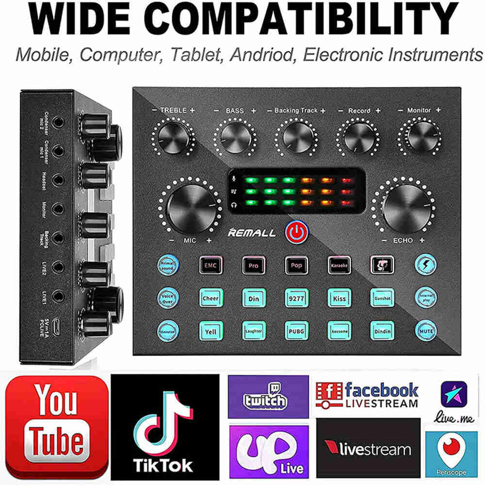 V8S Bluetooth External Sound Card for Enhanced Live Streaming Audio