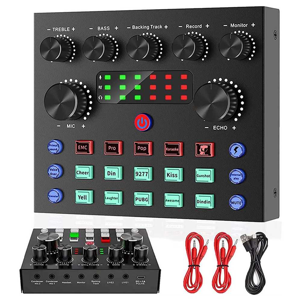 V8S Live External Sound Card with Voice Changer and Multiple Sounds