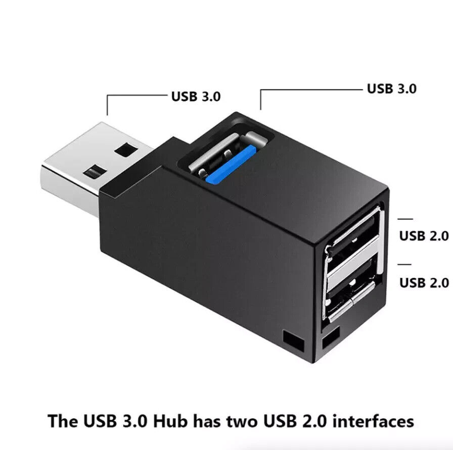 3 Port USB 3.0 Hub - High Speed Portable Splitter Box