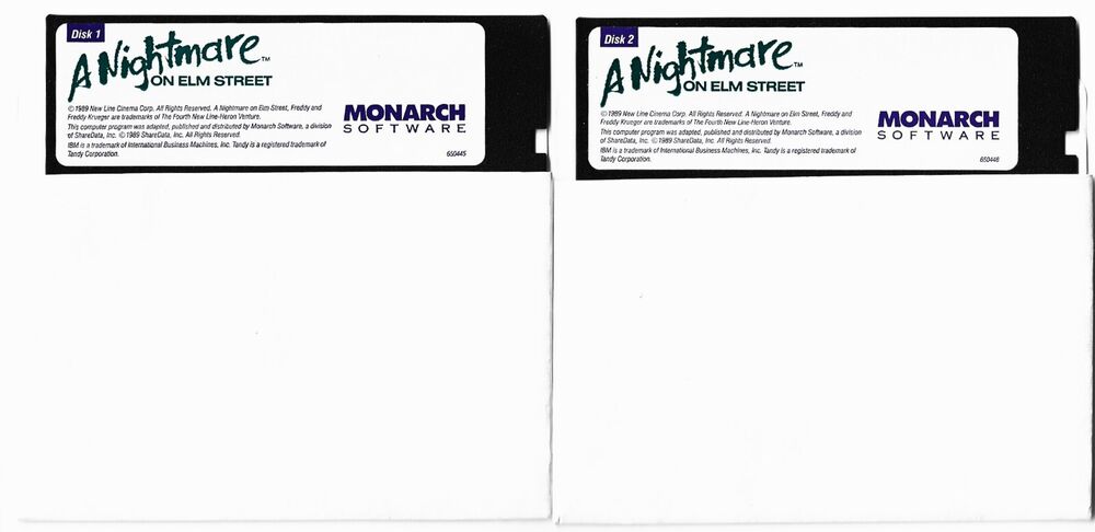 A Nightmare On Elm Street Monarch Computer Game Software - DOS Classic