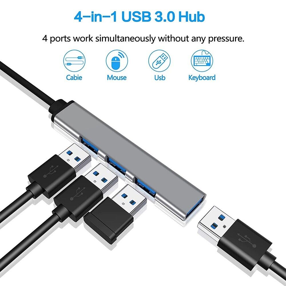 4-Port USB 3.0 Type-C Hub Adapter for PC and Mac Mini