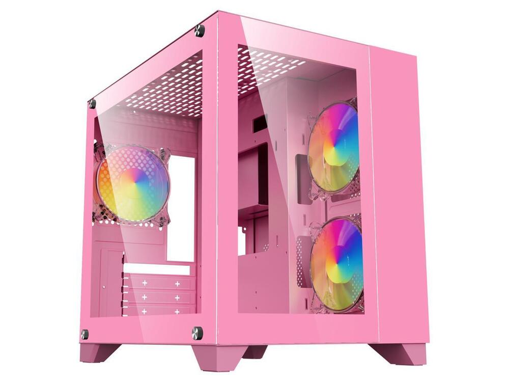 DIYPC ARGB-Q3.v2-Pink Gaming Case with USB 3.0 and Tempered Glass
