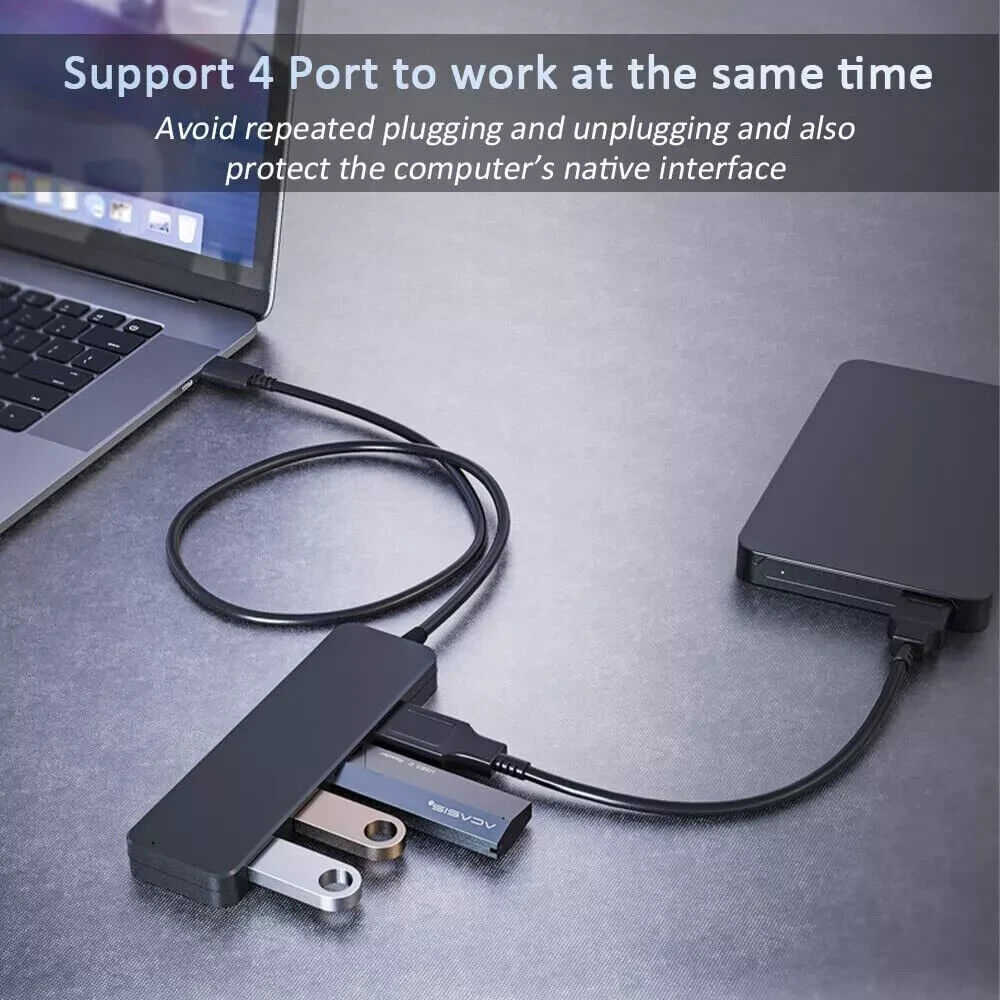 4-Port USB 3.0 Hub with Splitter and Expander for Enhanced Connectivity