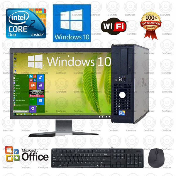 Dell Core 2 Duo Desktop PC with 500GB HDD, WiFi, Windows 10, MS Office