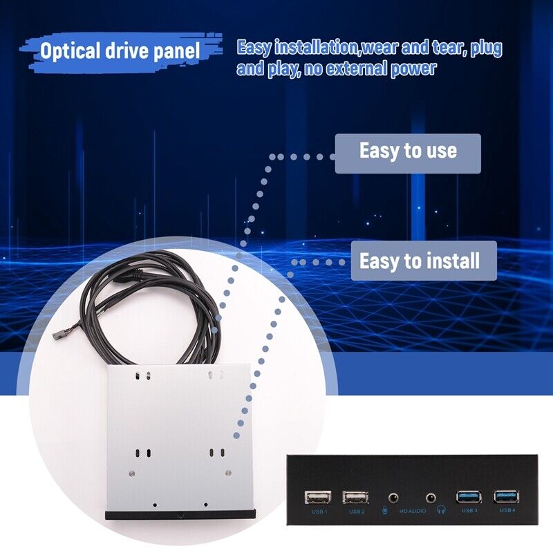5.25 Inch USB 3.0 Internal Front Panel Hub for Desktop PC Cases