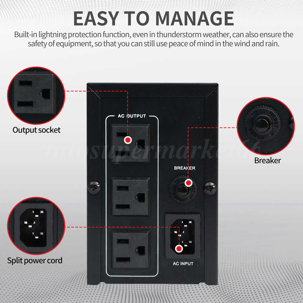 Uninterruptible Power Supply 1000VA/600W Offline Backup with Battery