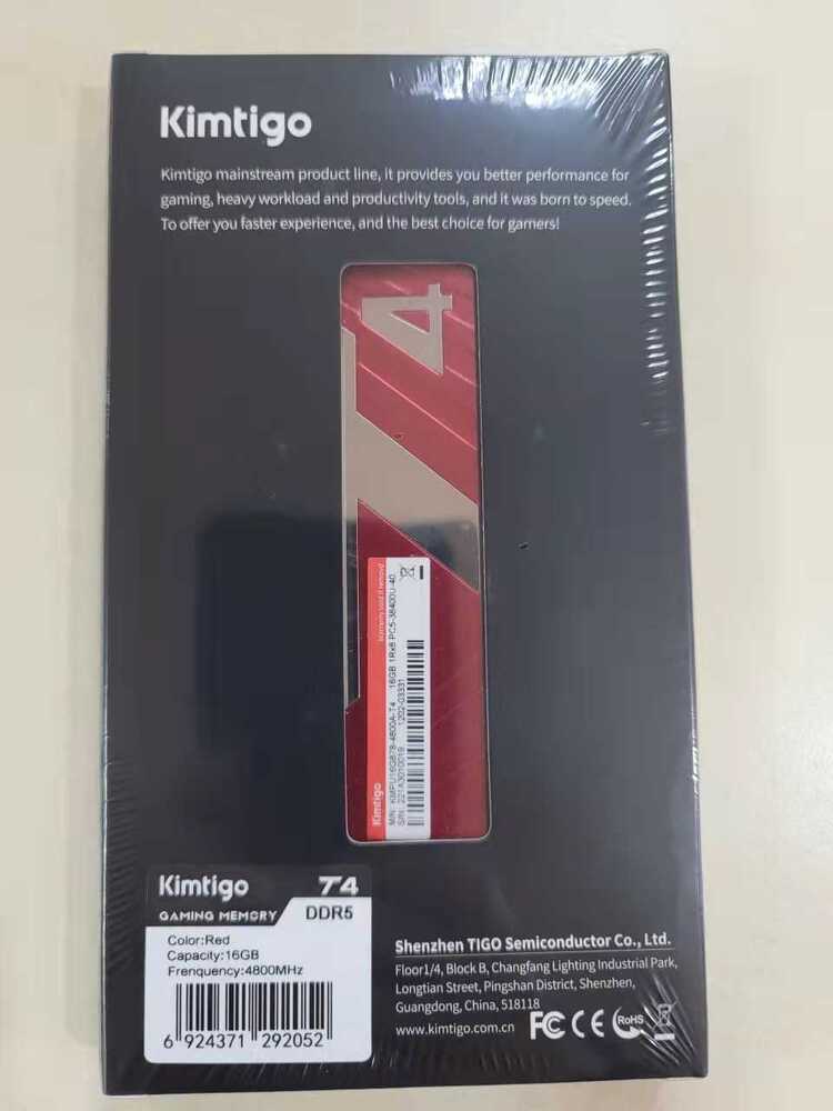 Kimitigo T4 DDR5 16GB (1x16GB) 4800MHz UDIMM CL40 Gaming Desktop Memory RAM