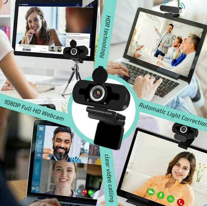 1080P Full HD USB 2.0 Webcam with Microphone for PC and Laptop