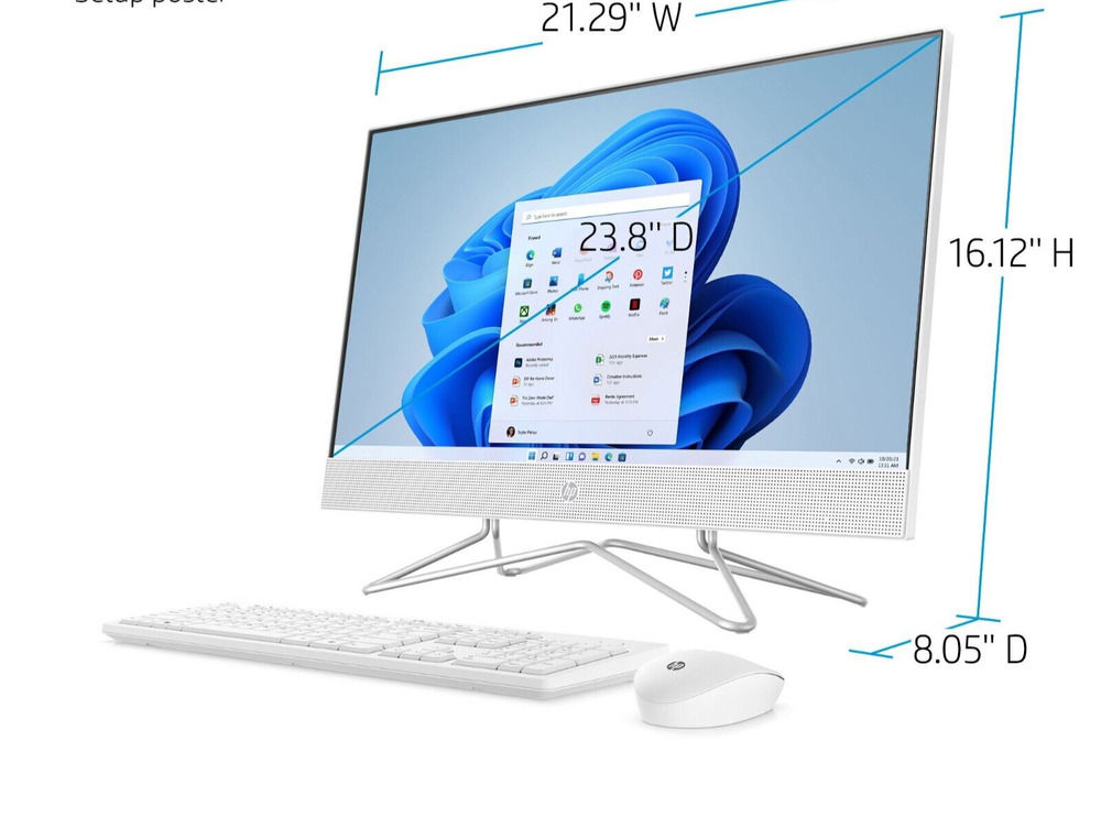 HP 24-Inch All-in-One Desktop PC with 11th Gen Intel i3, 4GB RAM, 256GB SSD, Windows 11