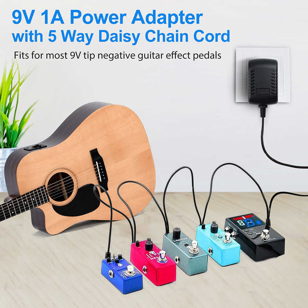 5-Way Daisy Chain Cable for Guitar Effects with 9V Power Supply