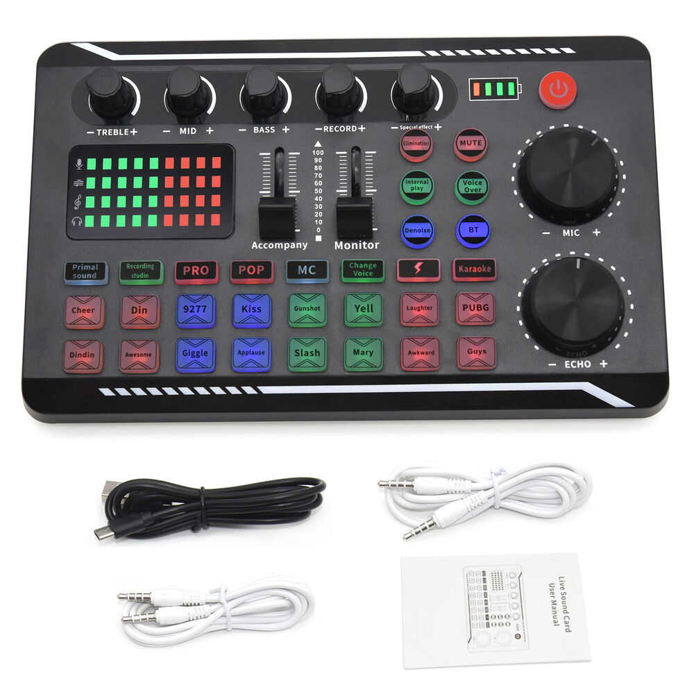 Professional DJ Mixer with Live Sound Card and Voice Changer Effects