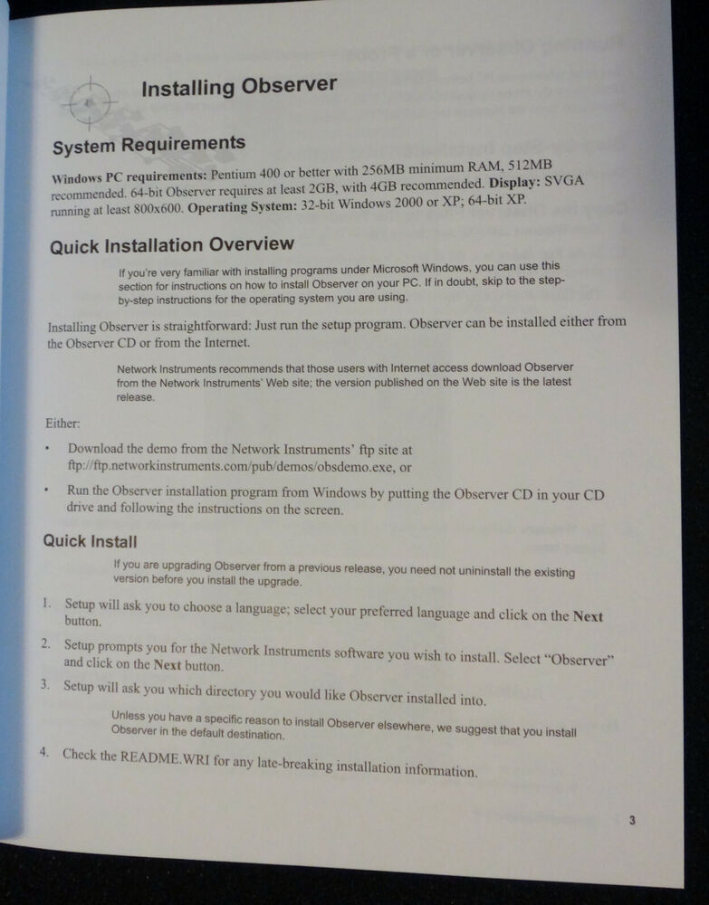 Network Instruments Observer 11 Reference Guide 2005 Paperback