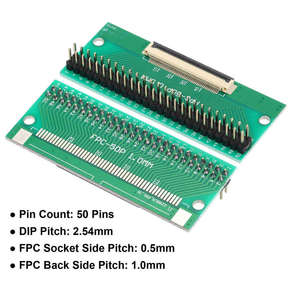 2pcs 50 Pin Double Row Male Pin Header Strip Adapter for FFC FPC Connectors