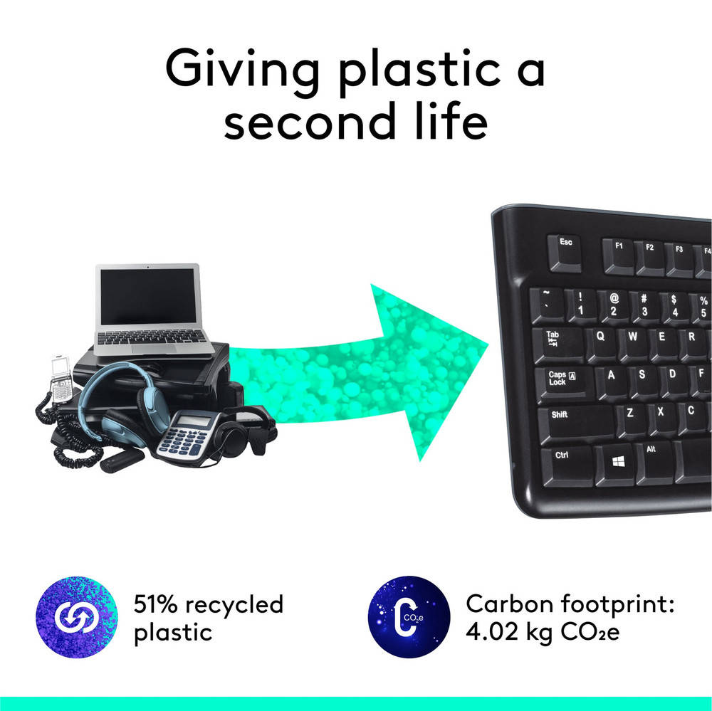Logitech K120 Wired Keyboard - Spill-Resistant, Full-Size for PC