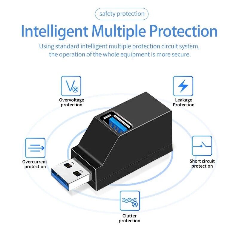 4-Port USB 3.0 Hub Adapter with Charger - High-Speed Data Transfer for PC and Mac