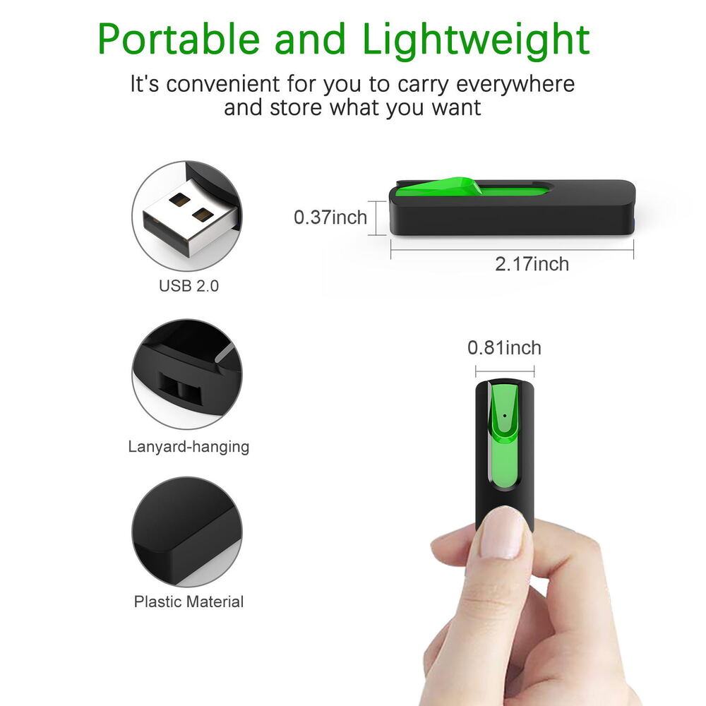 Retractable USB 2.0 Flash Drive - 32GB, 64GB, 128GB Memory Storage