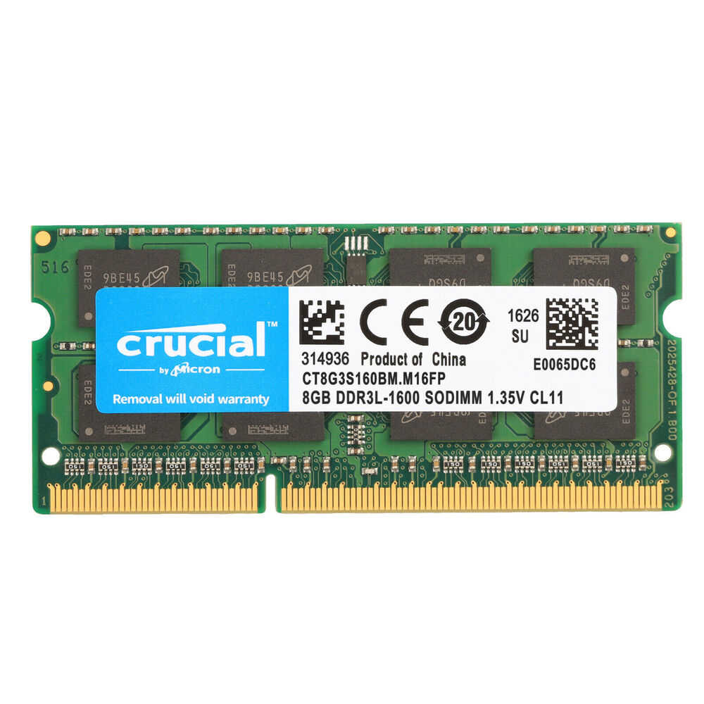 Crucial 10x 8GB 2Rx8 PC3L-12800S SODIMM RAM Laptop Memory CL11 DDR3L 1600MHz