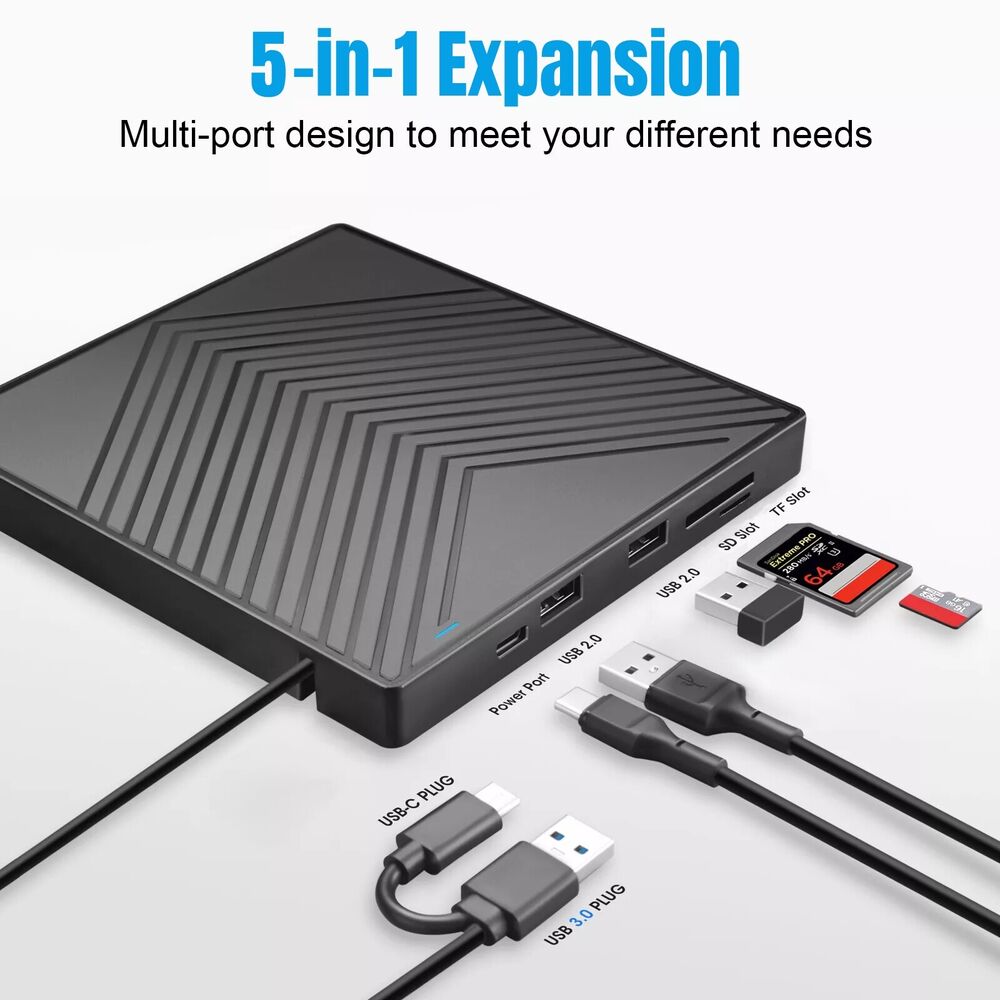 High-Speed USB 3.0 External CD/DVD Drive with Burner and Writer