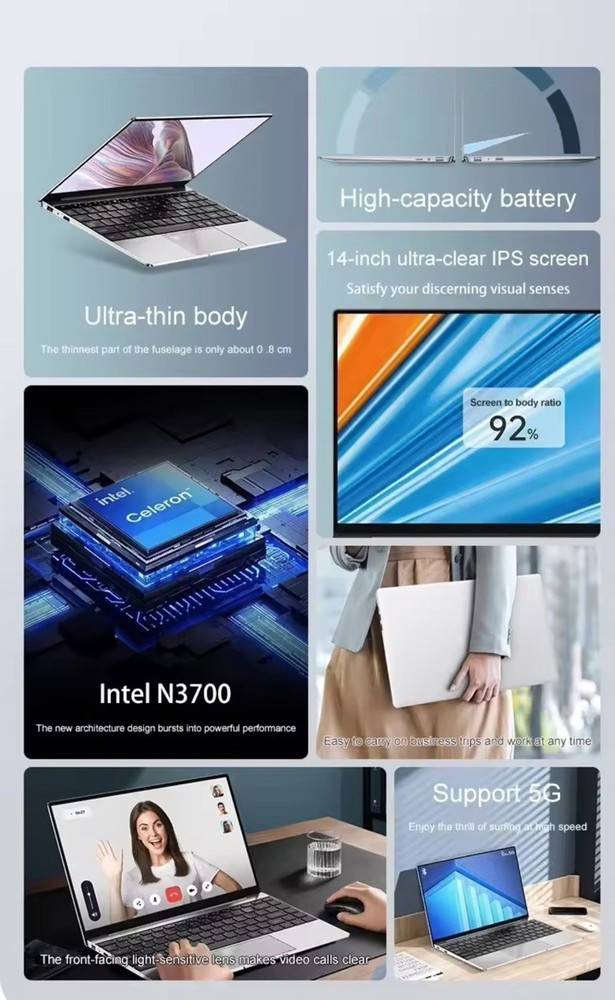 Gaming Laptop with 16GB RAM, 2TB SSD, Intel N3700, 1920x1080 Display