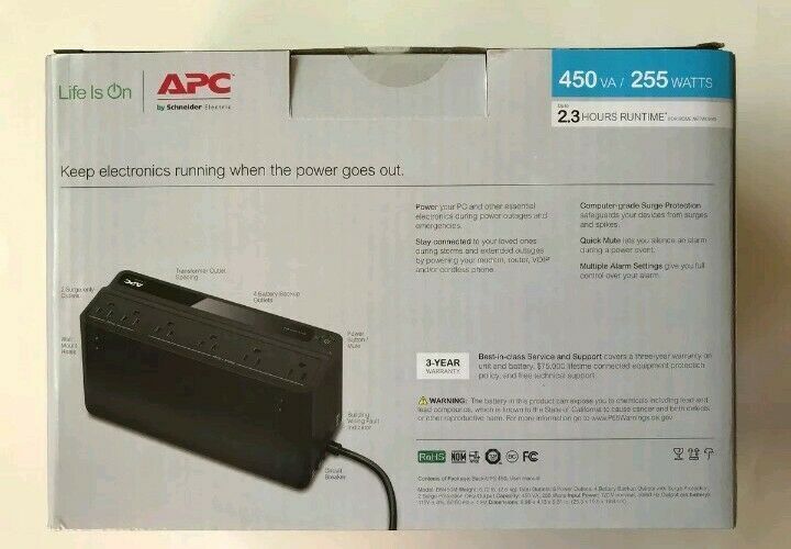 UPS Battery Backup Surge Protector with 6 Outlets