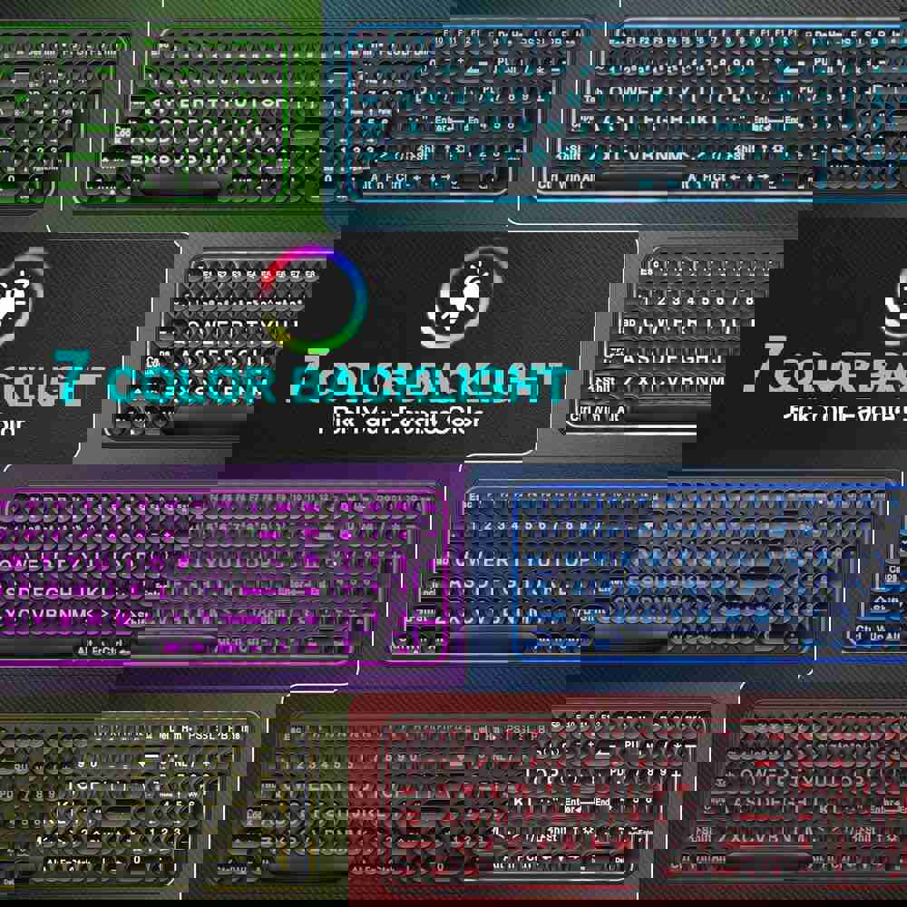 7-Color Backlit Large Print Wired USB Keyboard