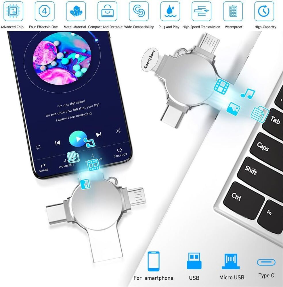 4in1 USB 3.0 Flash Drive with OTG Type-C for iPhone & Samsung