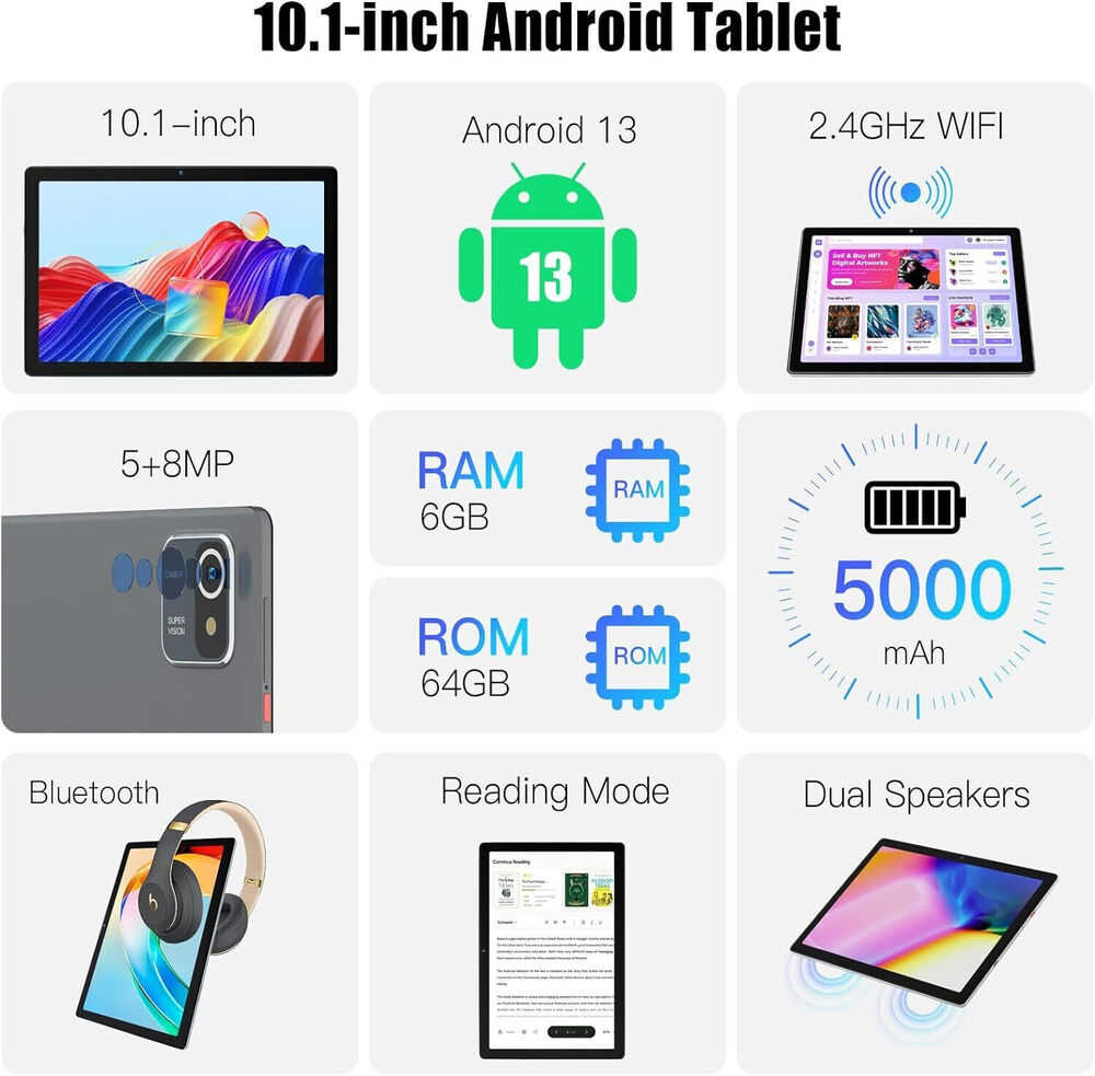 Anmesc 10 Inch Android Tablet with HD+ IPS Screen
