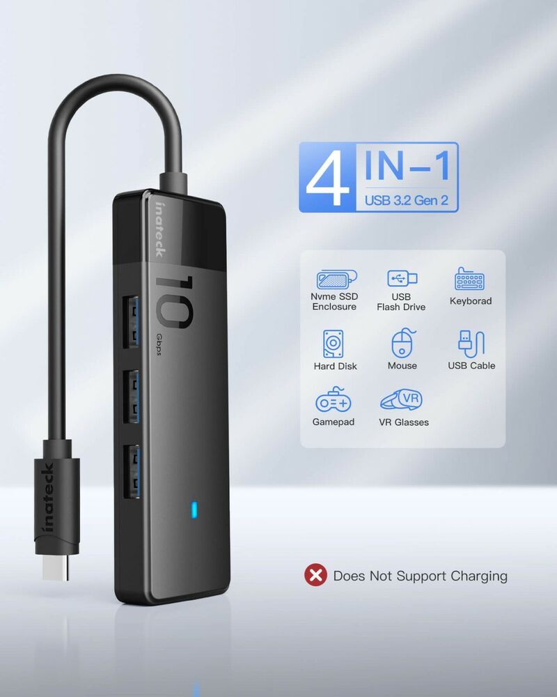 High-Speed USB C Hub with 4 USB A Ports