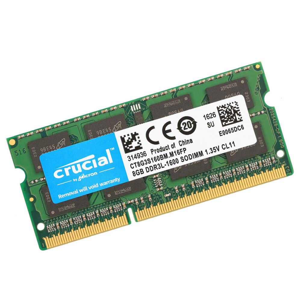 Crucial 10x 8GB 2Rx8 PC3L-12800S SODIMM RAM Laptop Memory CL11 DDR3L 1600MHz