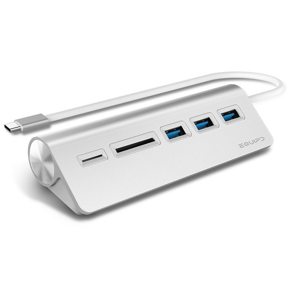 Aluminum USB-C Hub with 3 USB 3.0 Ports and SD/TF Card Reader
