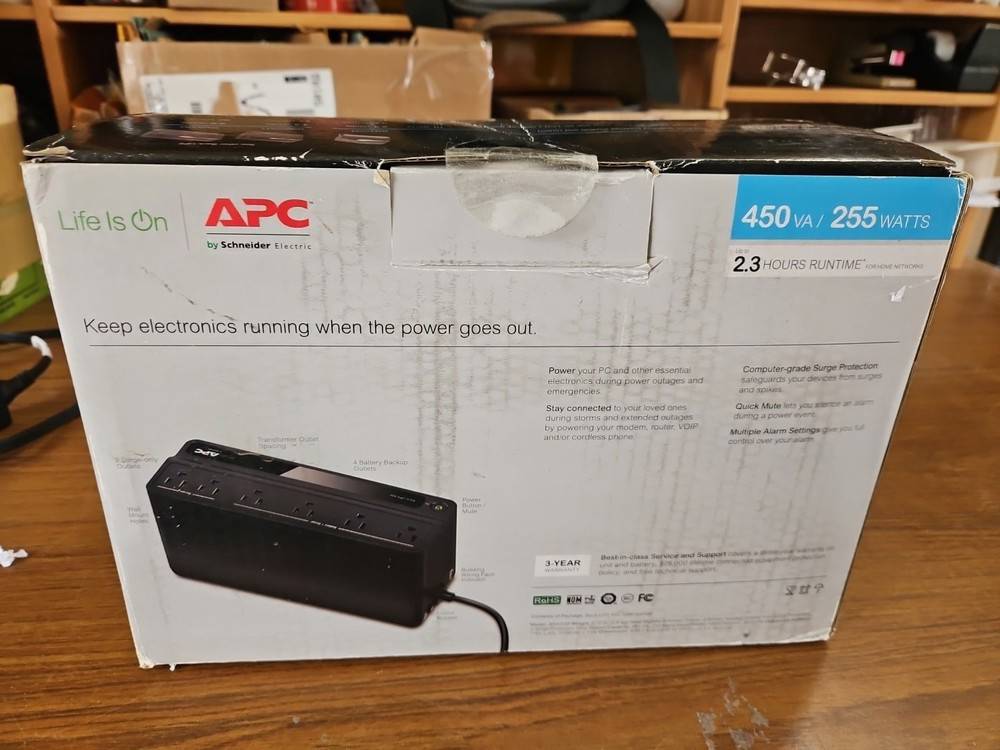 6 Outlet UPS Battery Backup Surge Protector with 5 ft Power Cord