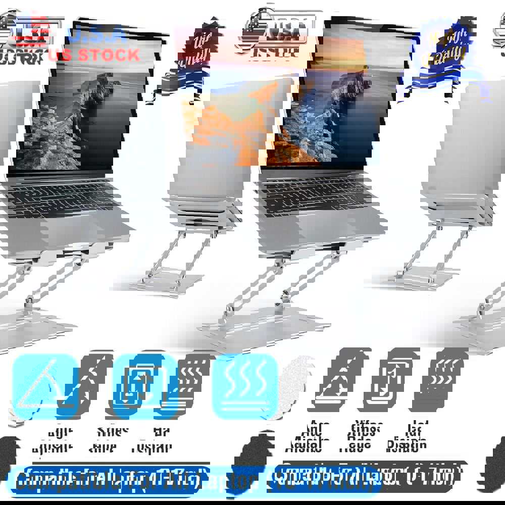 Premium Aluminum Laptop Stand with Adjustable Height and Foldable Design