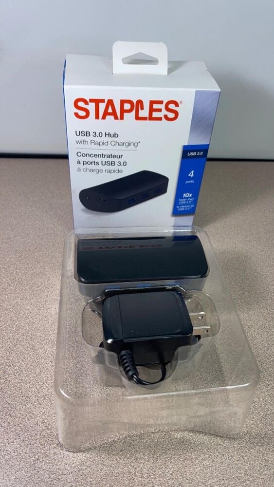 4-Port USB 3.0 Hub with Rapid Charge - Portable and Fast Charging Solution