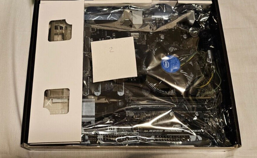 ASUS B250 Mining Expert Motherboard Bundle with Processor, Cooling Fan, and 4GB RAM