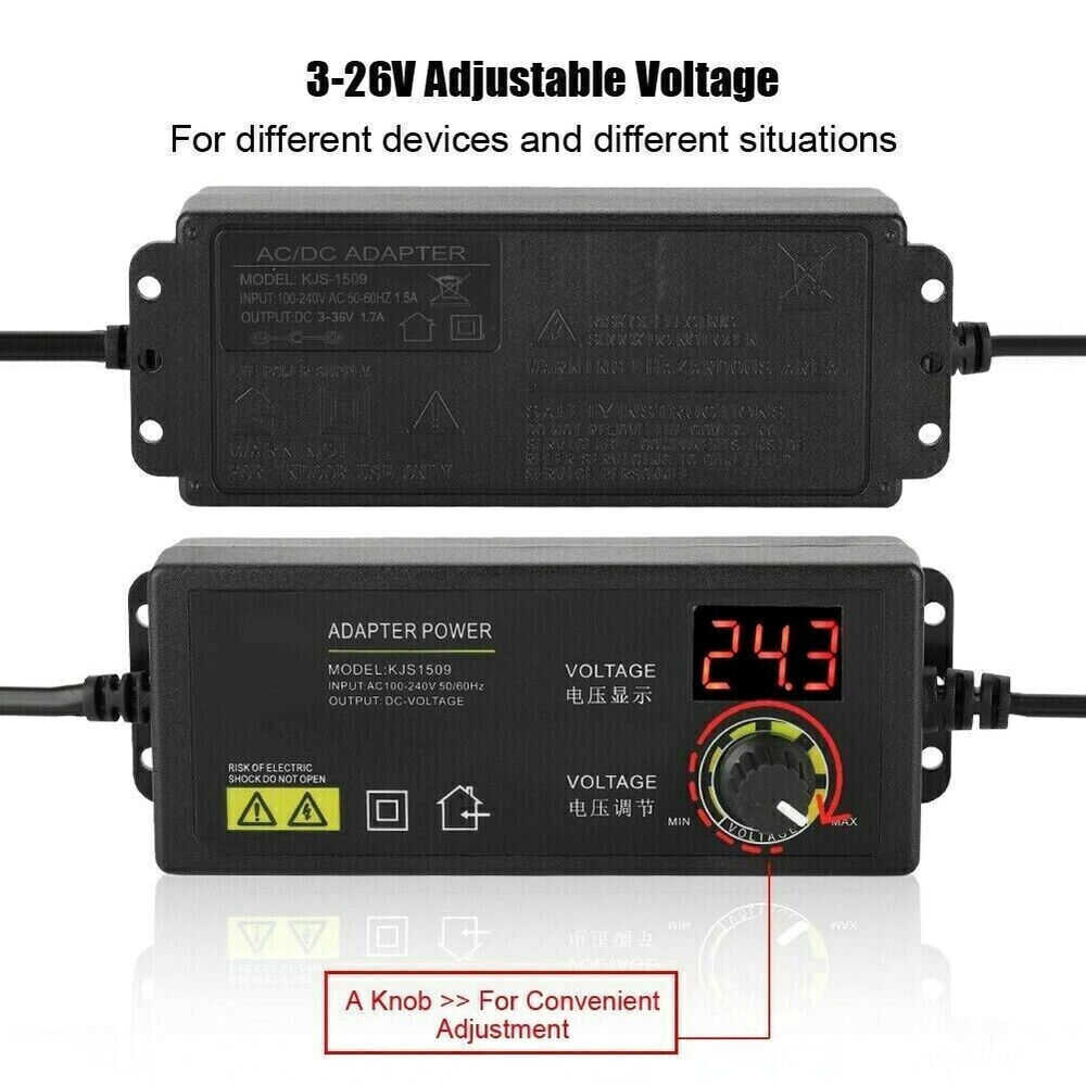 Versatile AC/DC Power Supply Adapter 3V-24V