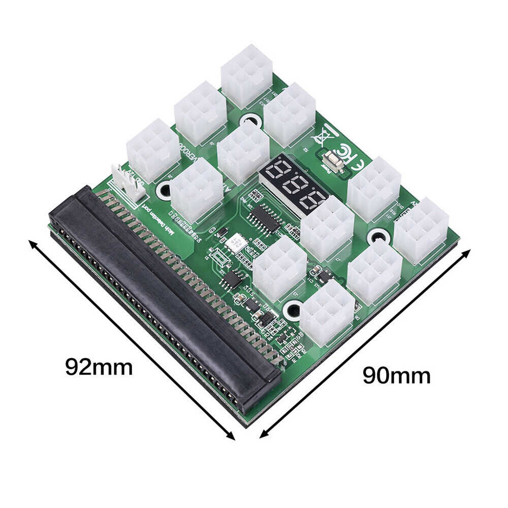 High-Performance 1600W Mining Power Breakout Board with 12 Ports and PCIE Cables