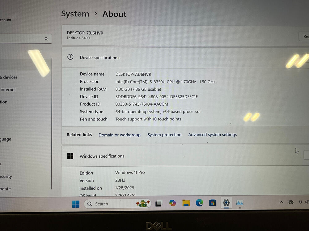 Dell Latitude 5490 14" Touchscreen Laptop with i5-8250U, 8GB RAM, 256GB SSD, Windows 11 Pro