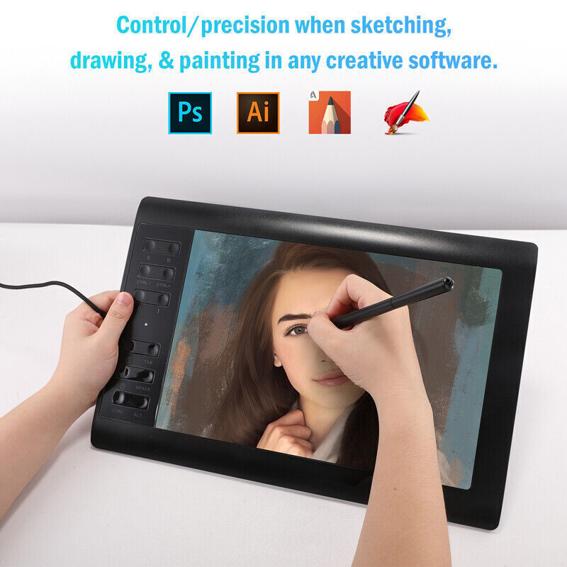 10x6 inch HD Graphics Tablet with Battery-free Pen