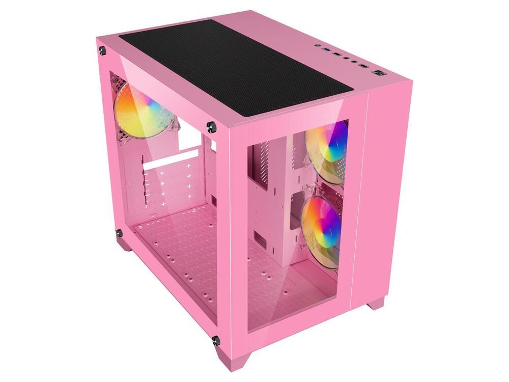 DIYPC ARGB-Q3.v2-Pink Gaming Case with USB 3.0 and Tempered Glass