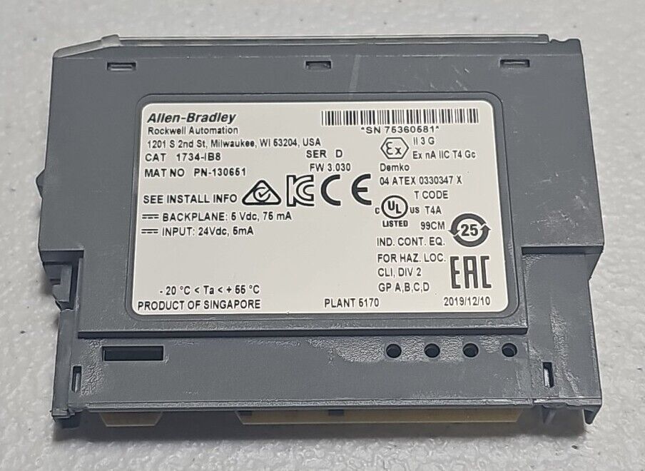 Allen-Bradley 1734-IB8 Ser. D FW 3.030 PLC Module