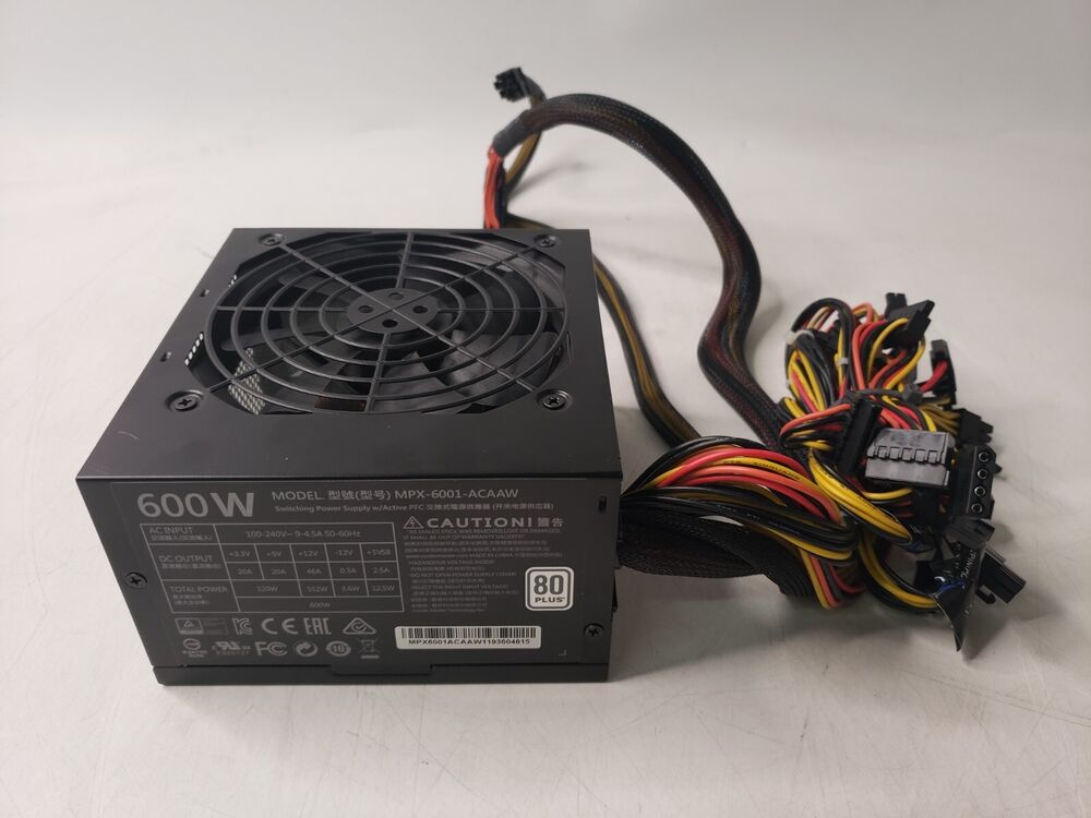 Cooler Master MasterWatt Lite 600W 80 Plus Power Supply Unit
