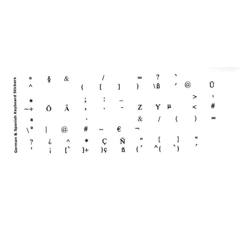 German Language Transparent Keyboard Sticker Set - Red, Black, White